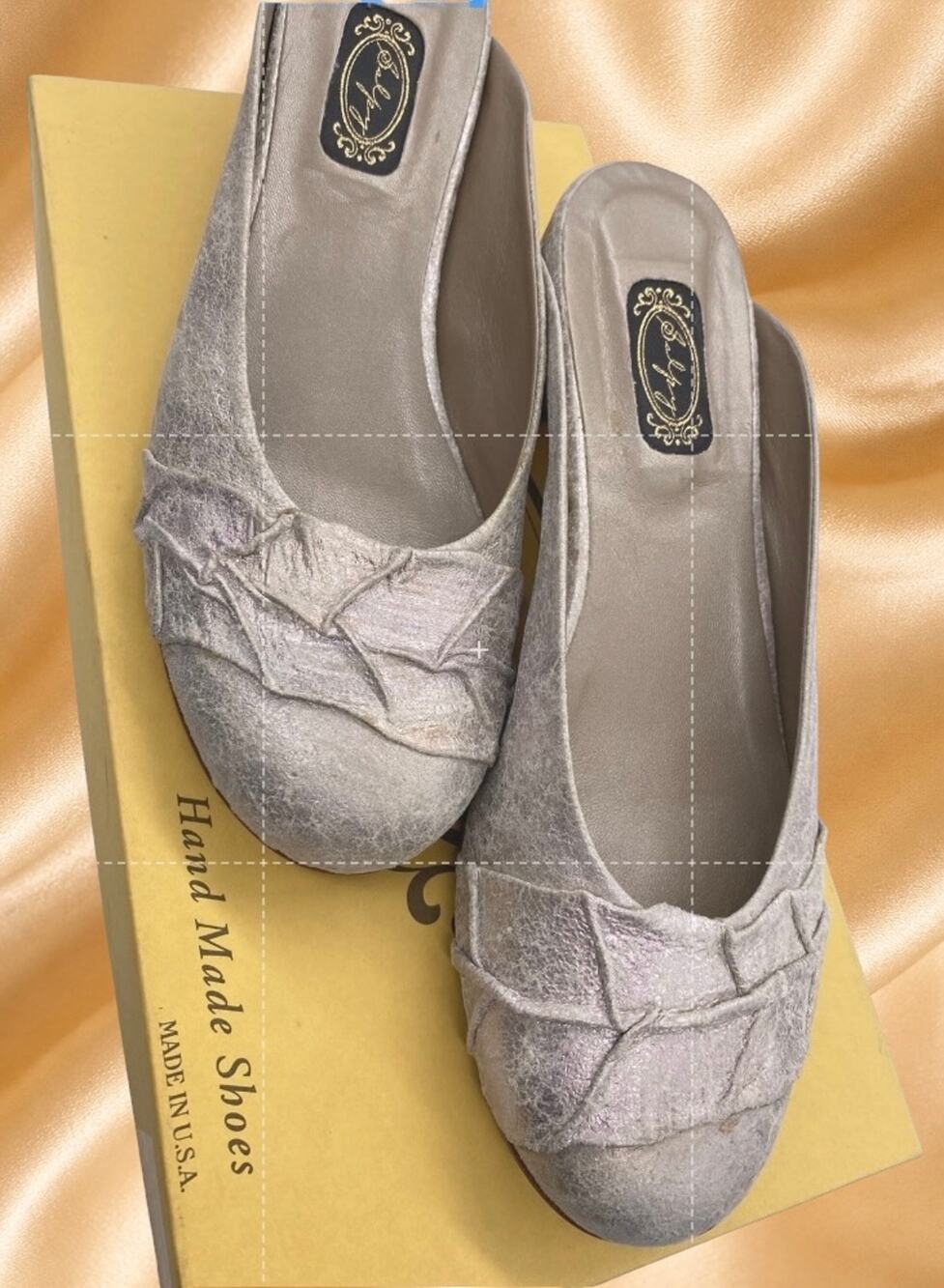 Salpy Maggie Handmade USA Leather Mule Heels 8.5 Champagne Metallic Wedding